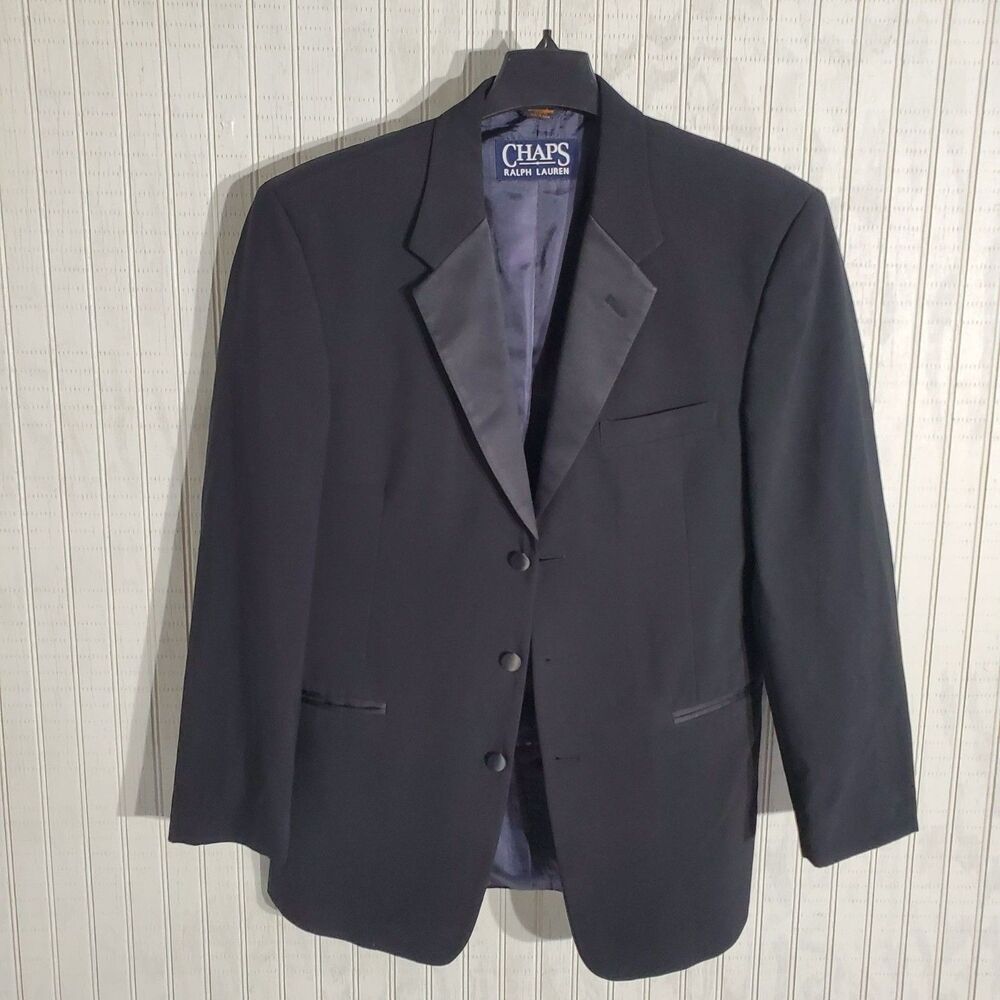 CHAPS RALPH LAUREN TUXEDO BLACK LONG SLEEVE WOOL SIZE 39R